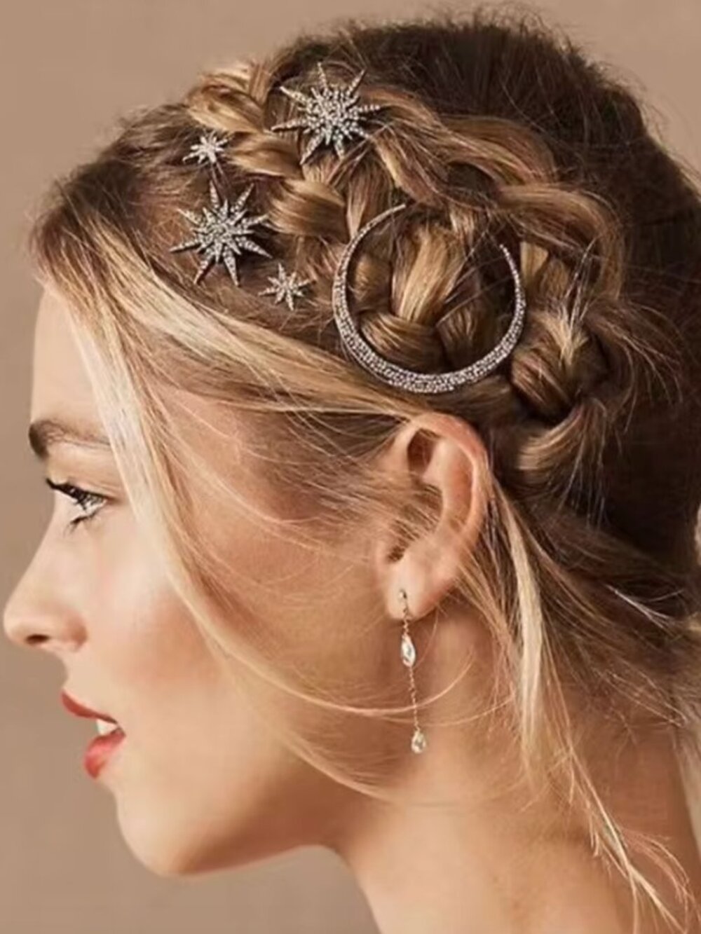 Sun and Moon Gold Hair Clip Set